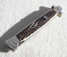 NOS A.G.A. CAMPOLIN 11" MALTESE GENUINE STAG STILETTO NICKEL SILVER BOLSTERS - LEATHER POUCH