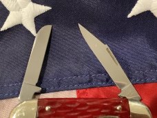 *Prototype* Bulldog Brand HAND MADE 4 Blade Baby Elephant Toe w/ Red Bone Handles +Elephant Shield *Prototype* Bulldog Brand HAND MADE 4 Blade Baby Elephant Toe w/ Red Bone Handles +Elephant Shield