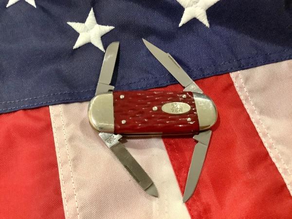 *Prototype* Bulldog Brand HAND MADE 4 Blade Baby Elephant Toe w/ Red Bone Handles +Elephant Shield *Prototype* Bulldog Brand HAND MADE 4 Blade Baby Elephant Toe w/ Red Bone Handles +Elephant Shield