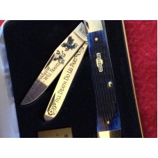 2020 CASE XX USA 5254 SS BLUE BONE HANDLE TRAPPER COCKFIGHTER HAVE SINS WILL TRAVEL TIL DEATH DO US
