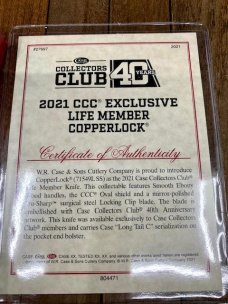 Case Copperlock Ebony 2021 CCC Club Knife Life Member Case Copperlock Ebony 2021 CCC Club Knife Life Member