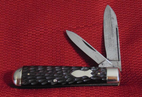 VINTAGE HIBBARD , SPENCER , BARTLETT , CHICAGO ILL. OVB SWELLEND JACK KNIFE ETCHED 1855-1960 VINTAGE HIBBARD , SPENCER , BARTLETT , CHICAGO ILL. OVB SWELLEND JACK KNIFE ETCHED 1855-1960
