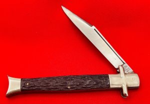 Vintage SYRACUSE KNIFE CO (Camillus) Bowtie Fishtail Folding  Pocket Knife Bone c.1935-1940