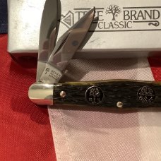 Vintage Boker Whittler Pocket Knife w/ Jigged Green Picked Bone Handles +double shields Vintage Boker Whittler Pocket Knife w/ Jigged Green Picked Bone Handles +double shields
