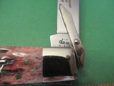 Case XX 2003 Cranberry Bone Silver Script Cheetah Pattern # 6111 1/2 L SS Case XX 2003 Cranberry Bone Silver Script Cheetah Pattern # 6111 1/2 L SS