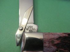 Case XX 2003 Cranberry Bone Silver Script Cheetah Pattern # 6111 1/2 L SS Case XX 2003 Cranberry Bone Silver Script Cheetah Pattern # 6111 1/2 L SS