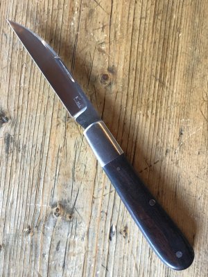 Kroo Custom Blades Swayback Knife with Zebrawood Root Burl Scales and Wharncliffe Blade
