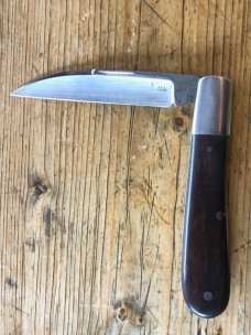 Kroo Custom Blades Swayback Knife with Zebrawood Root Burl Scales and Wharncliffe Blade