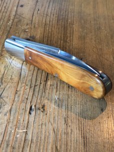 Kroo Custom Blades Swayback Knife with Wild Currant Root Burl Scales and Wharncliffe Blade Kroo Custom Blades Swayback Knife with Wild Currant Root Burl Scales and Wharncliffe Blade