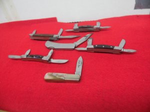 COLLECTORS FIND MINIATURE GROUP OF 4 CONGRESS & 2 SINGLE BLADE  KNIVES IMPORTED UNUSED UNDER 3" EA.
