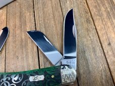Case 3 Blade Sowbelly Bermuda Green Heart Ivy Bone with Scrolled Bolsters.