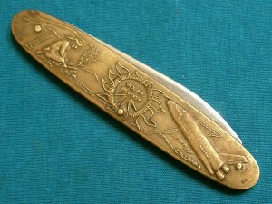 VINTAGE 1982 WORLDS FAIR PARKER CUT CO JAPAN BRONZE FOLDING POCKET KNIFE KNIVES