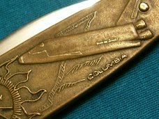 VINTAGE 1982 WORLDS FAIR PARKER CUT CO JAPAN BRONZE FOLDING POCKET KNIFE KNIVES VINTAGE 1982 WORLDS FAIR PARKER CUT CO JAPAN BRONZE FOLDING POCKET KNIFE KNIVES