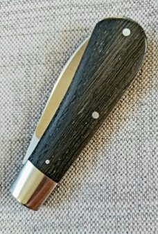 Charlie Bell Bog Oak Mini Zulu Knife..CPM-154 ,3 5/8" cl..integral steel bolsters with Shield Charlie Bell Bog Oak Mini Zulu Knife..CPM-154 ,3 5/8" cl..integral steel bolsters with Shield