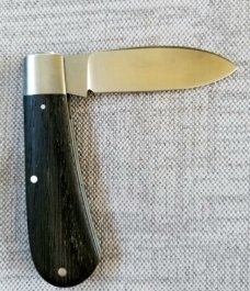 Charlie Bell Bog Oak Mini Zulu Knife..CPM-154 ,3 5/8" cl..integral steel bolsters with Shield Charlie Bell Bog Oak Mini Zulu Knife..CPM-154 ,3 5/8" cl..integral steel bolsters with Shield