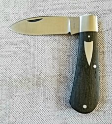 Charlie Bell Bog Oak Mini Zulu Knife..CPM-154 ,3 5/8" cl..integral steel bolsters with Shield Charlie Bell Bog Oak Mini Zulu Knife..CPM-154 ,3 5/8" cl..integral steel bolsters with Shield