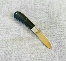 Charlie Bell Bog Oak Mini Zulu Knife..CPM-154 ,3 5/8" cl..integral steel bolsters with Shield Charlie Bell Bog Oak Mini Zulu Knife..CPM-154 ,3 5/8" cl..integral steel bolsters with Shield