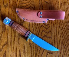 MARBLE'S PLAINSMAN KNIFE, Stacked Leather Handle, with Sheath