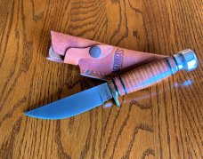 MARBLE'S PLAINSMAN KNIFE, Stacked Leather Handle, with Sheath