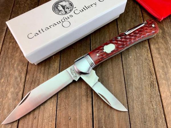 Cattaraugus Cutlery (A.G. Russell) Folding Hunter Locking Blade Seki Japan Red Bone
