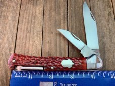 Cattaraugus Cutlery (A.G. Russell) Folding Hunter Locking Blade Seki Japan Red Bone