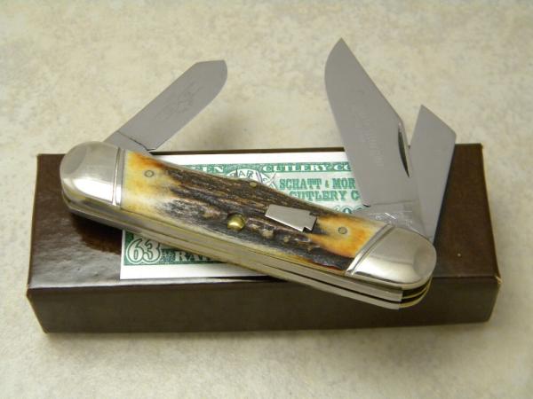 Schatt & Morgan Titusville PA. 2005 Stag 033163 Rail Splitter Stockman Knife in Box Schatt & Morgan Titusville PA. 2005 Stag 033163 Rail Splitter Stockman Knife in Box