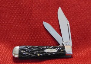 VINTAGE NEAR TO MINT CASE XX 6231 1/2 BIG JACK KNIFE LONG PULL ROUGH BLACK HANDLES 1940/1964 