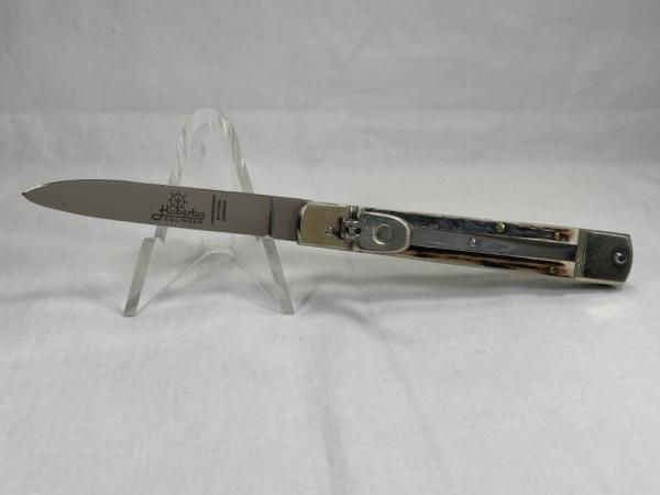 HUBERTUS KNIVES Genuine Stag Drop Point Leverlock Automatic MINT NO BOX HUBERTUS KNIVES Genuine Stag Drop Point Leverlock Automatic MINT NO BOX