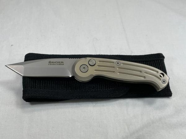 BOKER MAGNUM Silver Tanto Folding Automatic MINT IN POUCH BOKER MAGNUM Silver Tanto Folding Automatic MINT IN POUCH