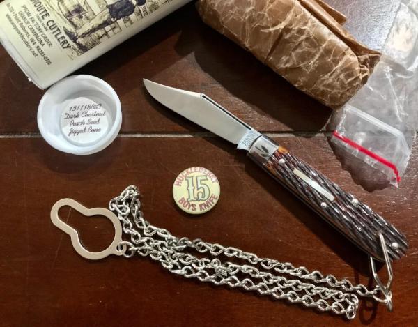 Great Eastern Cutlery Tidioute #151118B&C Boys Knife, Dark Chestnut Peach Seed Handle, New (GEC 15) Great Eastern Cutlery Tidioute #151118B&C Boys Knife, Dark Chestnut Peach Seed Handle, New (GEC 15)