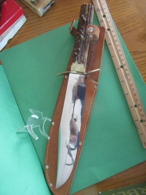 Rosco Stag Handle Large Fixed Blade Knife Made in Solingen  Germany