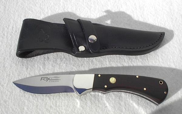 NOS FOX MANIAGO ITALY FIXED BLADE SKINNER ( EXOTIC ZIRICOTE WOOD ) NICKEL SILVER BOLSTER W/ SHEATH NOS FOX MANIAGO ITALY FIXED BLADE SKINNER ( EXOTIC ZIRICOTE WOOD ) NICKEL SILVER BOLSTER W/ SHEATH