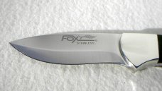 NOS FOX MANIAGO ITALY FIXED BLADE SKINNER ( EXOTIC ZIRICOTE WOOD ) NICKEL SILVER BOLSTER W/ SHEATH NOS FOX MANIAGO ITALY FIXED BLADE SKINNER ( EXOTIC ZIRICOTE WOOD ) NICKEL SILVER BOLSTER W/ SHEATH