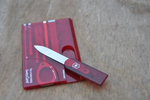 Victorinox Swiss Card Made In Switzerland 10 Functions Ruby Red 3 1/4 x 2" Mint Unused
