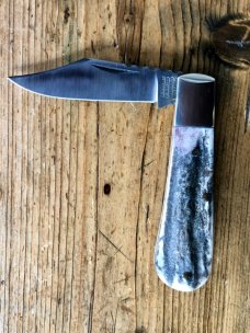 A Wright & Son Sheffield Barlow pocket knife with Stag Scales, Clip Blade and Filed Back Spring A Wright & Son Sheffield Barlow pocket knife with Stag Scales, Clip Blade and Filed Back Spring