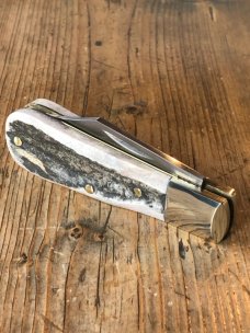 A Wright & Son Sheffield Barlow pocket knife with Stag Scales, Clip Blade and Filed Back Spring A Wright & Son Sheffield Barlow pocket knife with Stag Scales, Clip Blade and Filed Back Spring