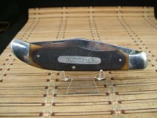 SCHRADE-WALDEN N.Y. U.S.A. OLD TIMER 125OT MUSTANG HIGH CARBON STEEL VINT. LINER LOCK KNIFE & SHEATH