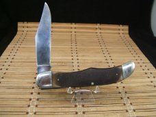 SCHRADE-WALDEN N.Y. U.S.A. OLD TIMER 125OT MUSTANG HIGH CARBON STEEL VINT. LINER LOCK KNIFE & SHEATH