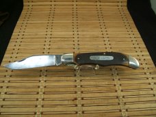 SCHRADE-WALDEN N.Y. U.S.A. OLD TIMER 125OT MUSTANG HIGH CARBON STEEL VINT. LINER LOCK KNIFE & SHEATH