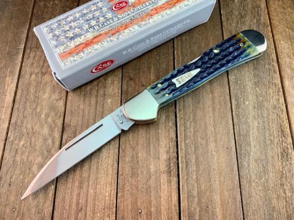 Case Wharncliffe Copperlock Burnt Indigo Corn Cob Jigged Bone
