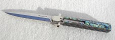 NEW A.G.A. CAMPOLIN 9" DOMINUS ABALONE MODIFIED BAYONET LEVER LOCK, NICKEL SILVER BOLSTERS - W/ BOX