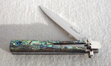 NEW A.G.A. CAMPOLIN 9" DOMINUS ABALONE MODIFIED BAYONET LEVER LOCK, NICKEL SILVER BOLSTERS - W/ BOX