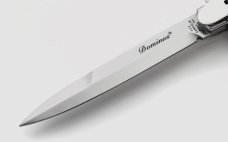 NEW A.G.A. CAMPOLIN 9" DOMINUS ABALONE MODIFIED BAYONET LEVER LOCK, NICKEL SILVER BOLSTERS - W/ BOX