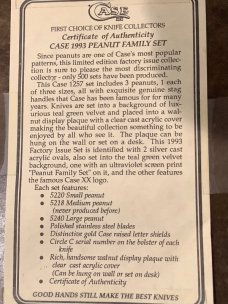 Case xx 1993 Peanut Family 5218 Medium Peanut (Never Produced Prior) Great Stag Handles -1 of 500 Case xx 1993 Peanut Family 5218 Medium Peanut (Never Produced Prior) Great Stag Handles -1 of 500