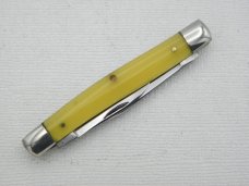 Queen Cutlery Co. #42 Small Serpentine in Amber handles: 2 5/8” closed; 1958 – 1960, Queen Cutlery Co. #42 Small Serpentine in Amber handles: 2 5/8” closed; 1958 – 1960,