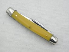 Queen Cutlery Co. #34 Three Blade Serpentine in Amber handles: 2 5/8” closed; 1971 Queen Cutlery Co. #34 Three Blade Serpentine in Amber handles: 2 5/8” closed; 1971