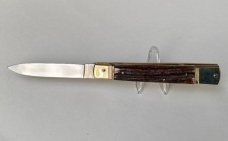 Hubertus Slim 20cm / 8" Stag Leverlock EX Condition W. Germany Etch 1980's Hubertus Slim 20cm / 8" Stag Leverlock EX Condition W. Germany Etch 1980's
