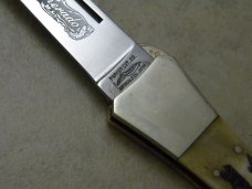 Parker Cut Co Japan Scrimshaw Bone "Desperado" Lockback Dagger Knife Parker Cut Co Japan Scrimshaw Bone "Desperado" Lockback Dagger Knife