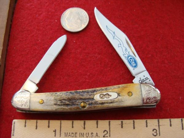 Case XX Baby Copperhead #52109X SSP "Blue Scroll"'Scrolled Bolsters Stag 2006