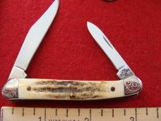 Case XX Baby Copperhead #52109X SSP "Blue Scroll"'Scrolled Bolsters Stag 2006